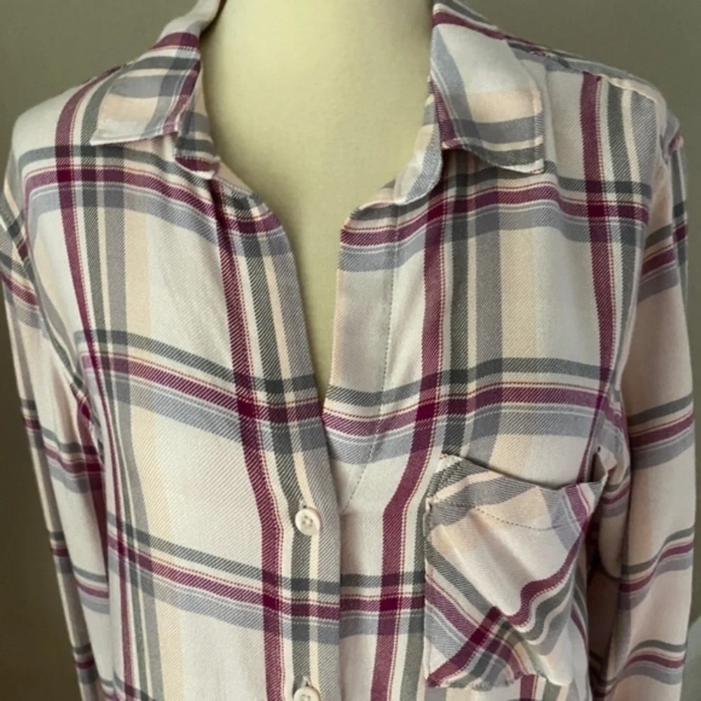 Anthropologie Pink Plaid Button Down Shirt - Picture 5 of 8